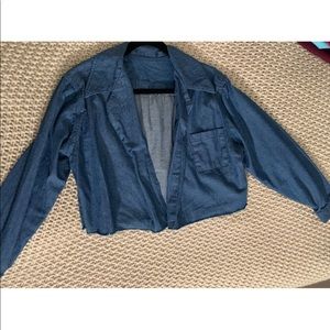 cropped denim flannel